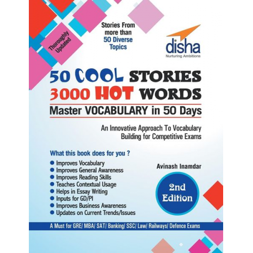 Disha Experts - 50 COOL STORIES 3000 HOT WORDS (Master VOCABULARY in 50 days) for GRE/ MBA/ SAT/ Banking/ SSC/ Defence Exams 2nd Edition