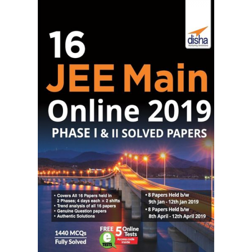 Disha Experts - 16 JEE Main Online 2019 Phase I & II Solved Papers with FREE 5 Online Tests