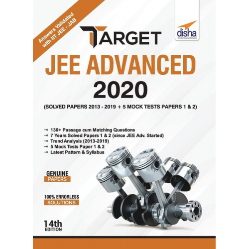 Disha Experts - TARGET JEE Advanced 2020 (Solved Papers 2013 - 2019 + 5 Mock Tests Papers 1 & 2) 14th Edition