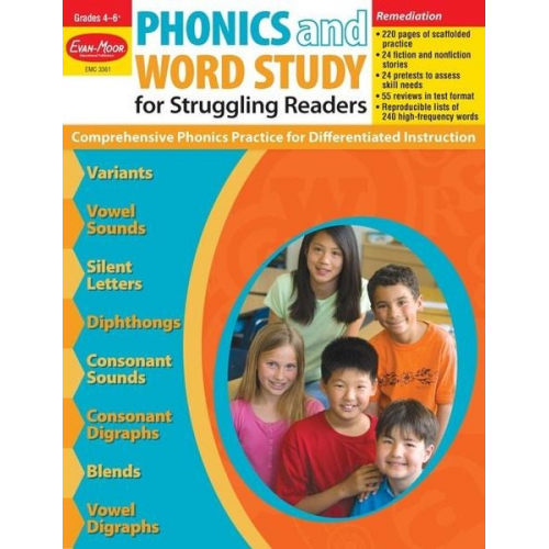 Educational Publishers Evan-Moor - Phonics and Word Study for Struggling Readers, Grade 4 - 6 + Teacher Resource