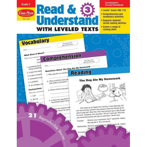 Educational Publishers Evan-Moor - Read and Understand with Leveled Texts, Grade 3 Teacher Resource