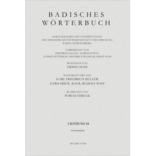 Badisches Wörterbuch / Badisches Wörterbuch. Band V/Lieferung 84