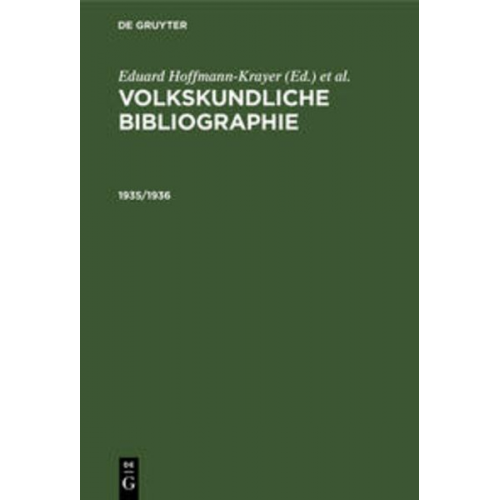 Volkskundliche Bibliographie / 1935/1936