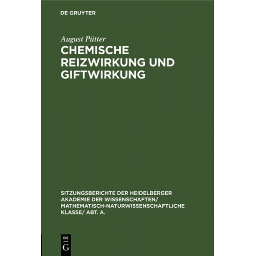 August Pütter - Chemische Reizwirkung und Giftwirkung