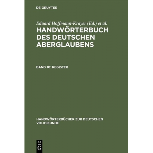 Handwörterbuch des deutschen Aberglaubens / Register