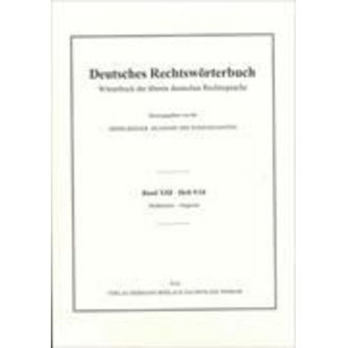 Deutsches Rechtswörterbuch, Band XIII, Heft 9/10