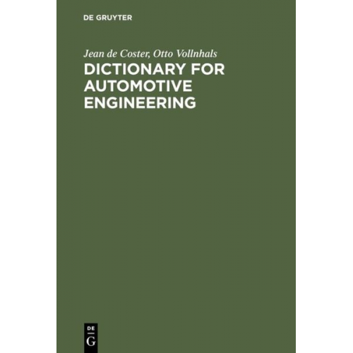 Jean de Coster Otto Vollnhals - Dictionary for Automotive Engineering