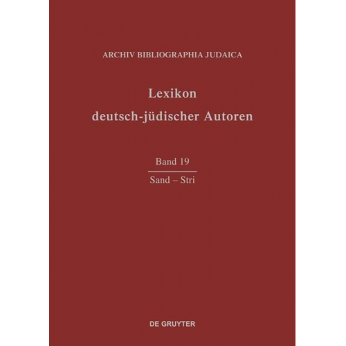 Archiv Bibliographia Judaica e.V. - Lexikon deutsch-jüdischer Autoren / Sand – Stri