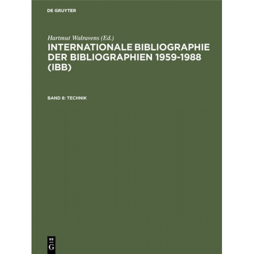 Hartmut Walravens - Internationale Bibliographie der Bibliographien 1959-1988 (IBB) / Technik