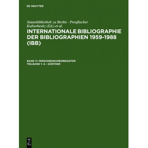 Hartmut Walravens - Internationale Bibliographie der Bibliographien 1959-1988 (IBB). Personennamenregister / A - Günther