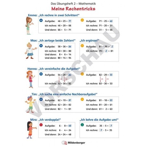 Nina Simon Hendrik Simon - Das Übungsheft Mathematik 2 - Poster Meine Rechentricks