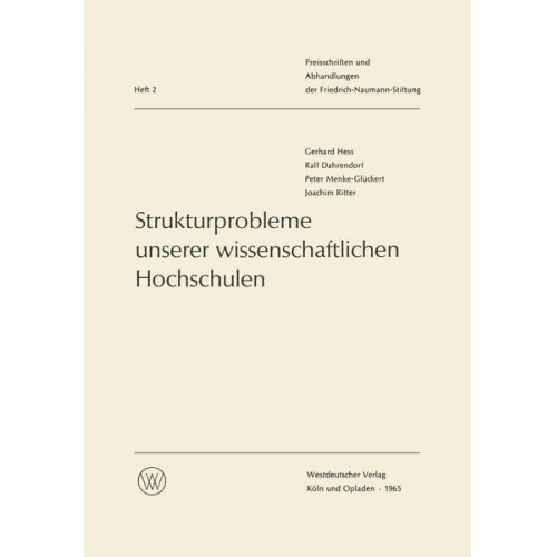 Gerhard Hess - Strukturprobleme unserer wissenschaftlichen Hochschulen