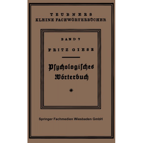 Fritz Giese - Psÿchologisches Wörterbuch