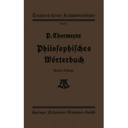 Paul Thormeÿer - Philosophisches Wörterbuch