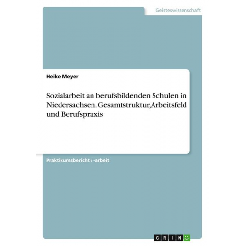 Heike Meyer - Sozialarbeit an berufsbildenden Schulen in Niedersachsen. Gesamtstruktur, Arbeitsfeld und Berufspraxis