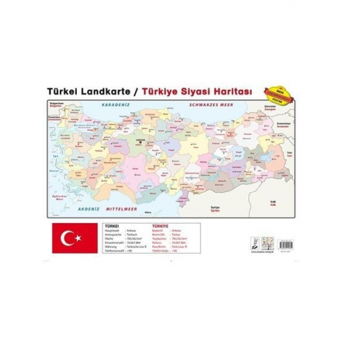 Türkei Landkarte / Türkiye Siyasi Haritasi, Poster