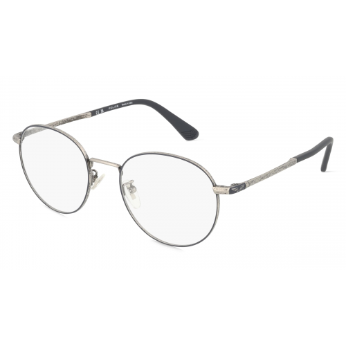 Police POIVPLD94 Herren-Brille inkl. Gläser Vollrand Panto Metall-Gestell 51mm/19mm/140mm, silber