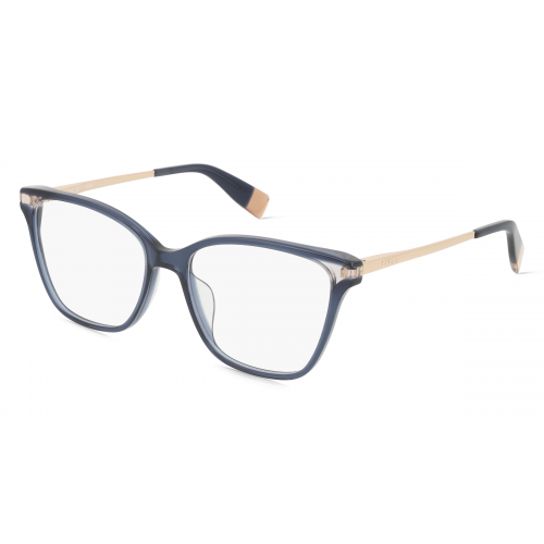 Furla FULVFU581 Damen-Brille inkl. Gläser Vollrand Eckig Material Mix-Gestell 54mm/16mm/135mm, blau