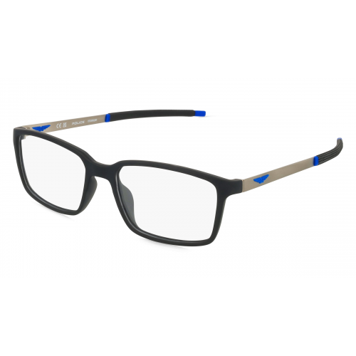 Police POIVPLF85 Herren-Brille inkl. Gläser Vollrand Eckig Kunststoff-Gestell 54mm/17mm/145mm, schwarz