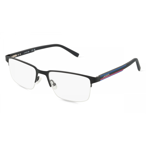 Lacoste L2279 Herren-Brille inkl. Gläser Halbrand Eckig Metall-Gestell 55mm/19mm/145mm, schwarz