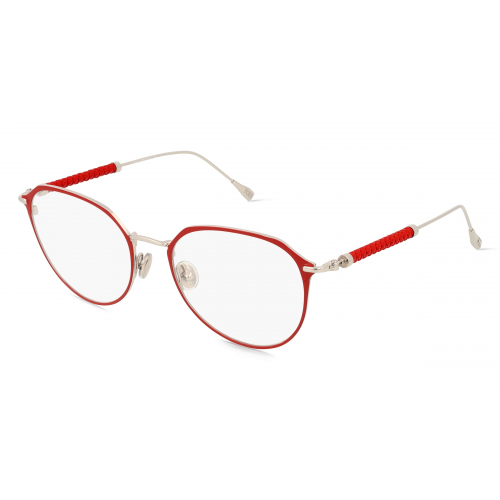 Tod's TO5246 Unisex-Brille inkl. Gläser Vollrand Rund Metall-Gestell 51mm/18mm/140mm, rot