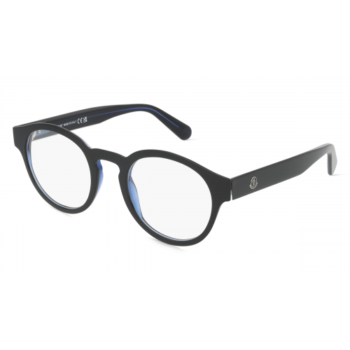 Moncler ML5122 Unisex-Brille inkl. Gläser Vollrand Rund Acetat-Gestell 50mm/23mm/145mm, blau