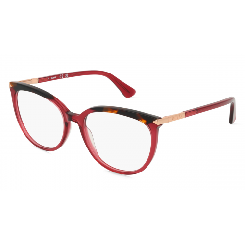 Guess GU2881 Unisex-Brille inkl. Gläser Vollrand Cateye Kunststoff-Gestell 53mm/17mm/140mm, rot