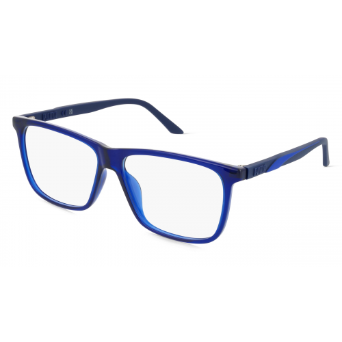 Puma PU0334O Unisex-Brille inkl. Gläser Vollrand Eckig Kunststoff-Gestell 58mm/14mm/145mm, blau