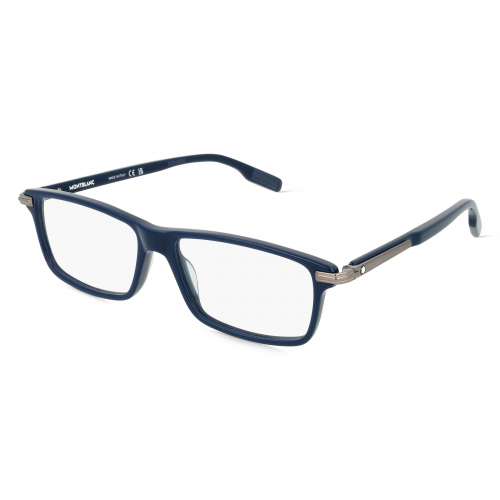 Montblanc MB0217O Herren-Brille inkl. Gläser Vollrand Rechteckig Kunststoff-Gestell 55mm/15mm/145mm, blau