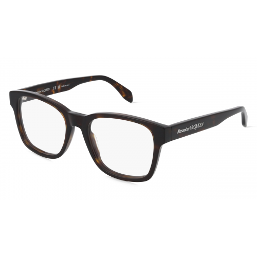 Alexander McQueen AM0356O Unisex-Brille inkl. Gläser Vollrand Eckig Kunststoff-Gestell 53mm/19mm/145mm, braun