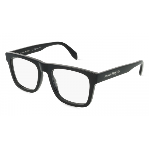 Alexander McQueen AM0357O Unisex-Brille inkl. Gläser Vollrand Eckig Acetat-Gestell 52mm/19mm/145mm, schwarz