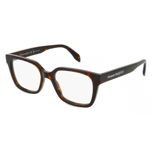 Alexander McQueen AM0358O Unisex-Brille inkl. Gläser Vollrand Eckig Kunststoff-Gestell 52mm/18mm/145mm, braun