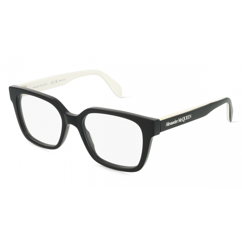 Alexander McQueen AM0358O Unisex-Brille inkl. Gläser Vollrand Eckig Kunststoff-Gestell 52mm/18mm/145mm, schwarz