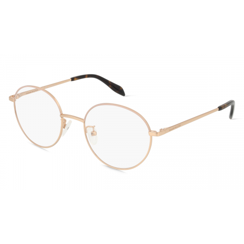 Alexander McQueen AM0369O Unisex-Brille inkl. Gläser Vollrand Rund Metall-Gestell 53mm/20mm/145mm, braun