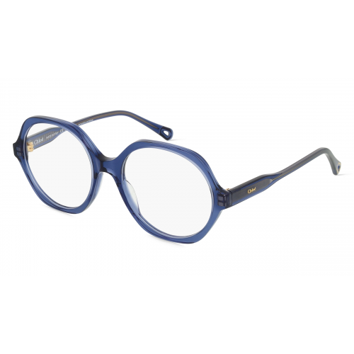 Chloé CH0083O Unisex-Brille inkl. Gläser Vollrand Rund Acetat-Gestell 53mm/18mm/140mm, blau