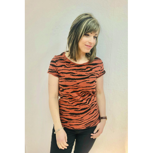 Munich Freedom Kurzarm Shirt mit Zebra-Print terracotta