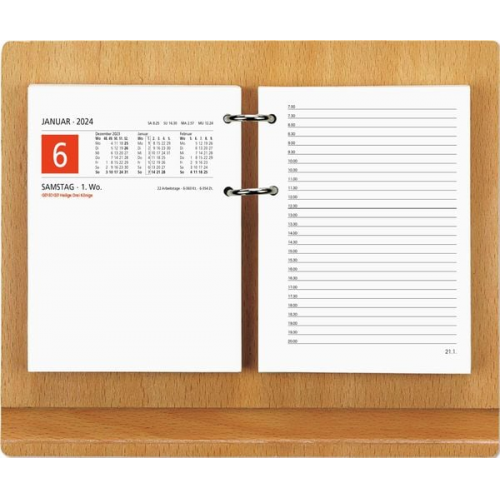 Holzuntersatz für Umlege-Kalender - 24,5x18,5 cm - mit Stiftablage - sehr stabil - 333-0000