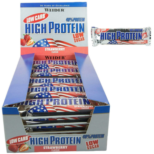 Weider 40% Protein Low Carb Bar 24 x 50g Erdbeere