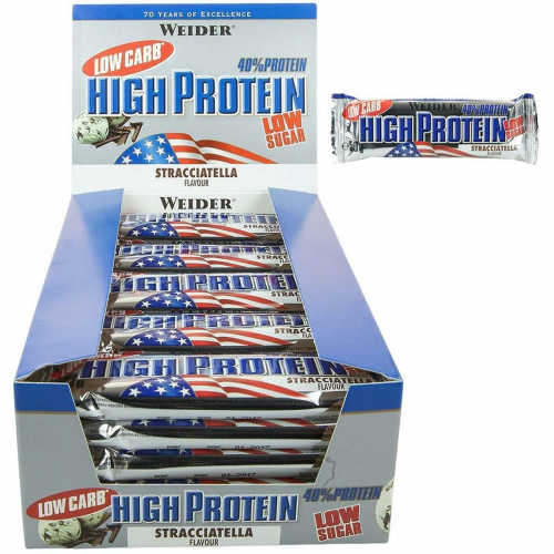 Weider 40% Protein Low Carb Bar 24 x 50g Stracciatella