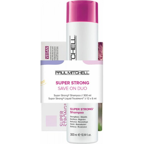 Aktion - Paul Mitchell Save on Duo Super Strong - Shampoo 300 ml + Haarlotion 6x12 ml