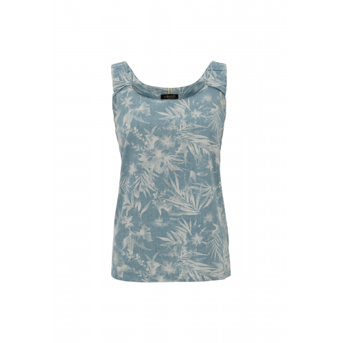 Soquesto Bluse Lisanne blue denim flower