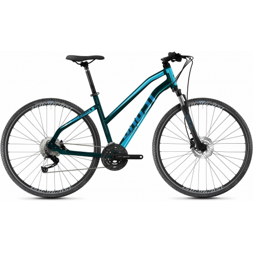 GHOST Square Cross Base, 9 Gang Kettenschaltung, Damenfahrrad, Trapez, Modell 2021, 28 Zoll 47 cm back/blue