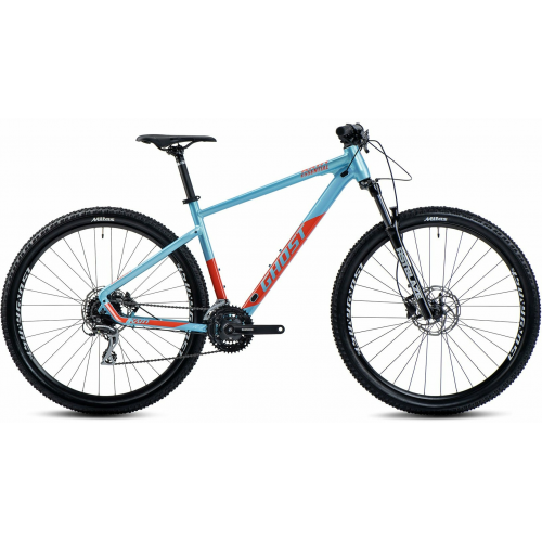 GHOST Kato Essential 27.5 AL, 24 Gang Kettenschaltung, Herrenfahrrad, Diamant, Modell 2024, 27,5 Zoll 40 cm pearl baby blue/dark orange - glossy