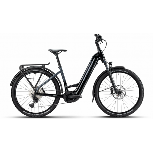 GHOST E-Teru Advanced EQ Low (750 Wh), 11 Gang Kettenschaltung, Damenfahrrad, Wave, Modell 2024, 27,5 Zoll 50 cm black/dark grey - glossy