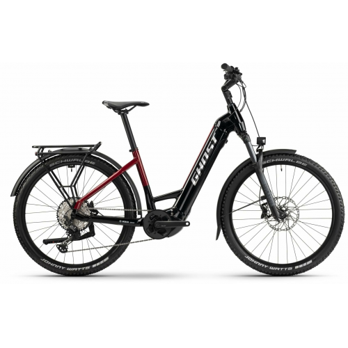 GHOST E-Teru Pro EQ Low (750 Wh), 12 Gang Kettenschaltung, Damenfahrrad, Wave, Modell 2024, 27,5 Zoll 45 cm black/pearl deep red  - glossy