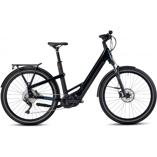 Winora Yakun 10 (750 Wh), 10 Gang Kettenschaltung, Damenfahrrad, Wave, Modell 2022/2023, 27,5 Zoll 50 cm darkblue