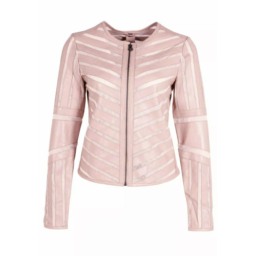 Gipsy Damen Lederjacke GGSuri in rose mit Mesh-Einsätzen