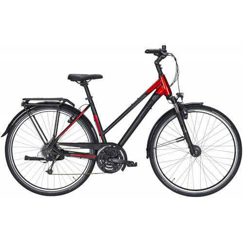 Pegasus Premio SL HS-i 27, 9 Gang Kettenschaltung, Damenfahrrad, Trapez, Modell 2021, 28 Zoll 58 cm black matt/red