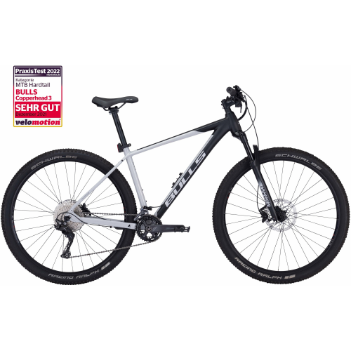 BULLS Copperhead 3 29, 22 Gang Kettenschaltung, Herrenfahrrad, Diamant, Modell 2022/2023, 29 Zoll 51 cm black matt/light grey