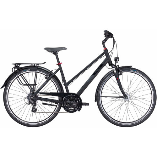 PEGASUS Solero SL 24, 24 Gang Kettenschaltung, Damenfahrrad, Trapez, Modell 2022/2023, 28 Zoll 55 cm black matt